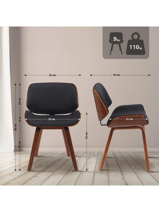 Cadeira para visitantes em tecido Beverley, nogueira/preto
