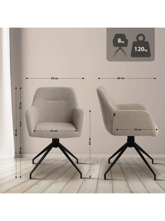 Cadeira da sala de jantar tecido Merlinda Teddy, taupe Cadeira da sala de jantar tecido Merlinda Teddy, taupe