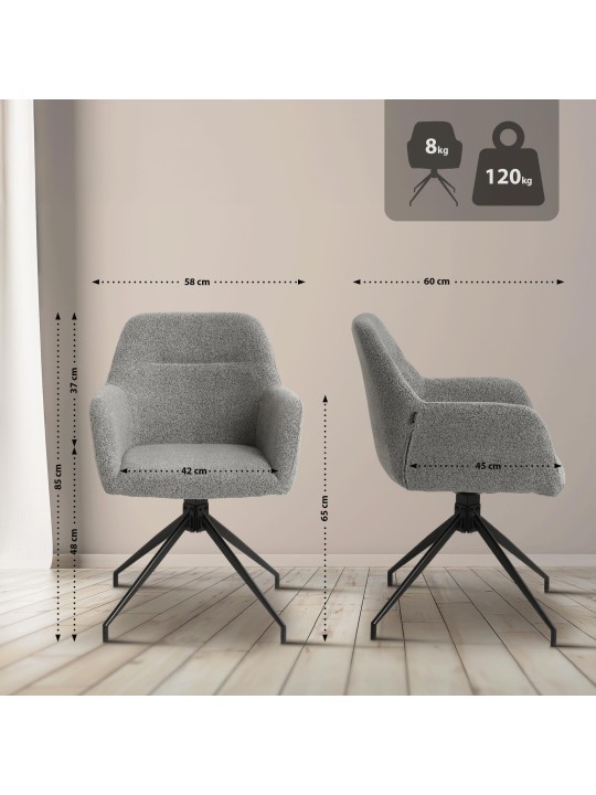 Cadeira da sala de jantar tecido Merlinda Teddy, cinza Cadeira da sala de jantar tecido Merlinda Teddy, cinza
