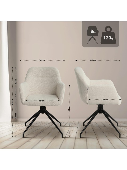 Cadeira da sala de jantar tecido Merlinda Teddy, creme Cadeira da sala de jantar tecido Merlinda Teddy, creme