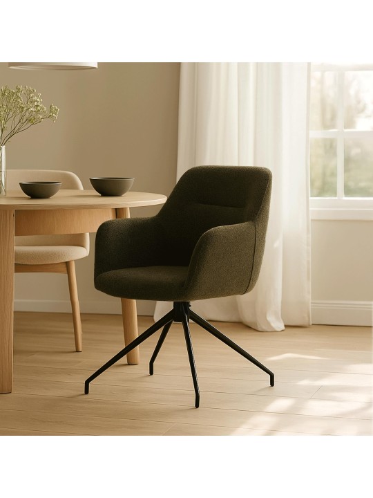 Cadeira da sala de jantar tecido Merlinda Teddy, verde escuro