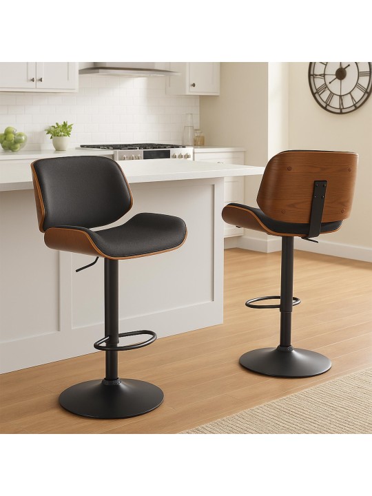 Banqueta alta Beverley B tecido, nogueira/preto