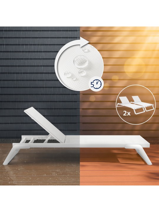 Conjunto de 2 espreguiçadeiras Tropic, branco Conjunto de 2 espreguiçadeiras Tropic, branco