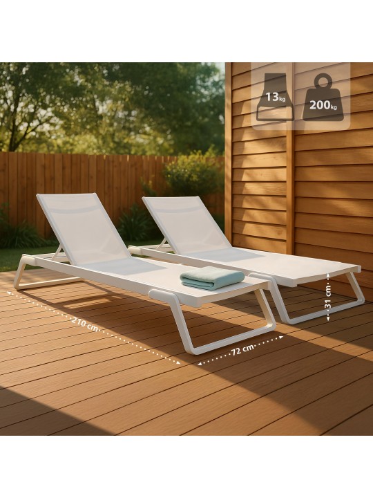 Conjunto de 2 espreguiçadeiras Tropic, branco Conjunto de 2 espreguiçadeiras Tropic, branco