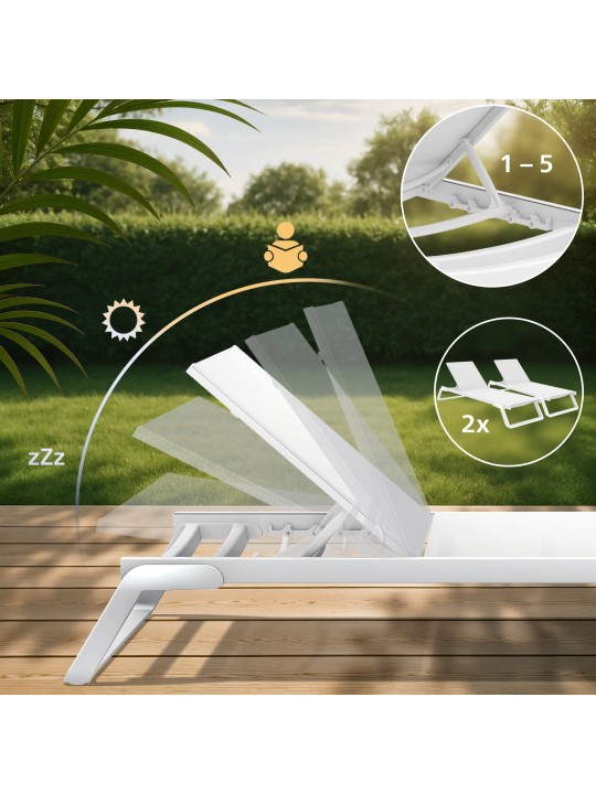 Conjunto de 2 espreguiçadeiras Tropic, branco Conjunto de 2 espreguiçadeiras Tropic, branco