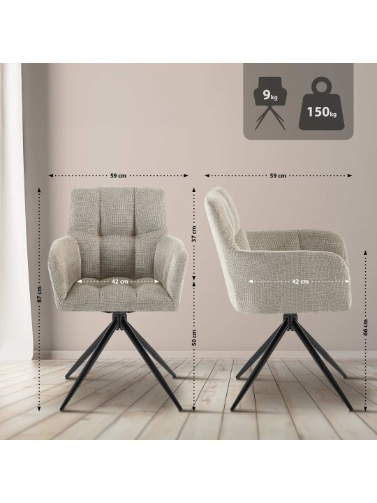 Cadeira da sala de jantar tecido Jonah, taupe