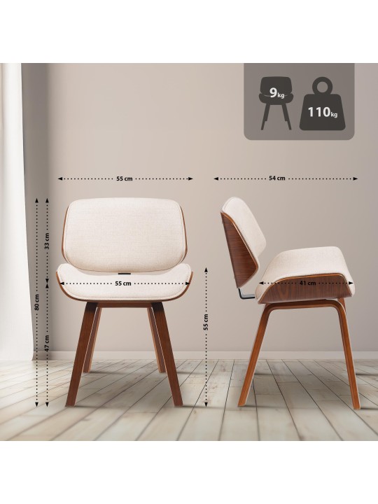 Cadeira para visitantes em tecido Beverley, nogueira/creme