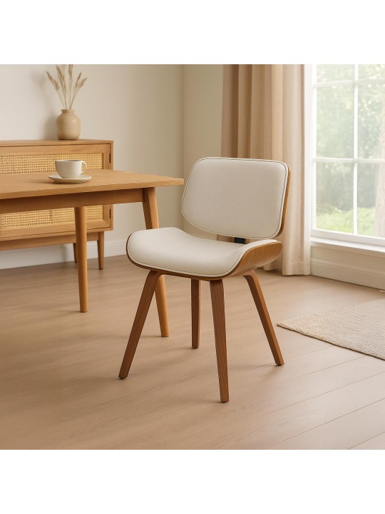 Cadeira para visitantes em tecido Beverley, nogueira/creme