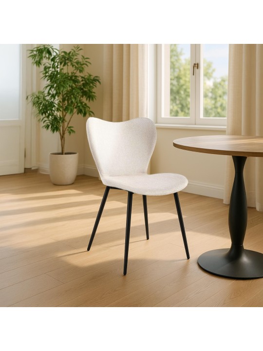 Cadeira da sala de jantar tecido Maika, creme