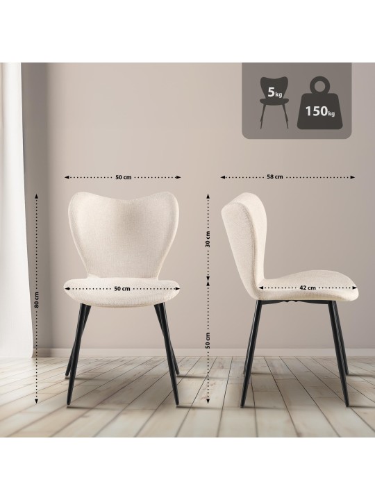 Cadeira da sala de jantar tecido Maika, creme