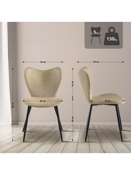 Cadeira da sala de jantar tecido Maika, taupe