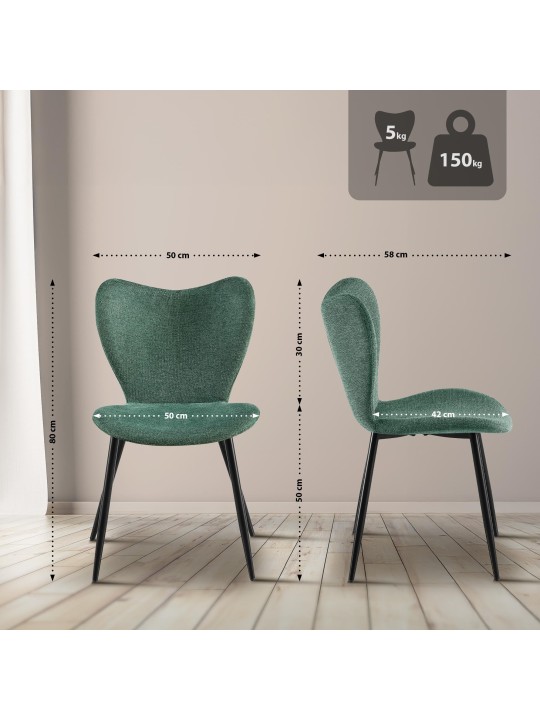 Cadeira da sala de jantar tecido Maika, verde