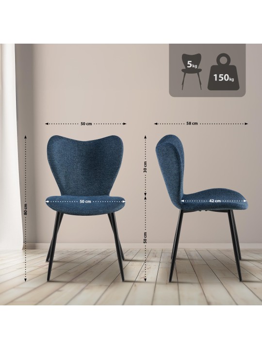 Cadeira da sala de jantar tecido Maika, azul