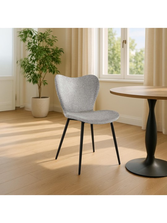 Cadeira da sala de jantar tecido Maika, cinza
