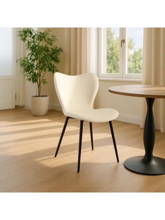 Cadeira da sala de jantar Maika veludo, creme