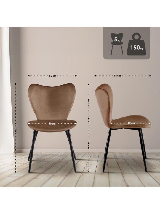 Cadeira da sala de jantar Maika veludo, castanho Cadeira da sala de jantar Maika veludo, castanho