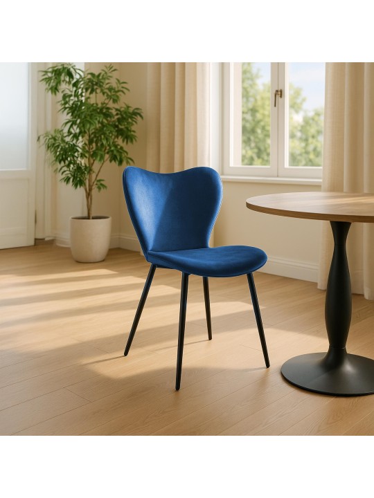 Cadeira da sala de jantar Maika veludo, azul escuro