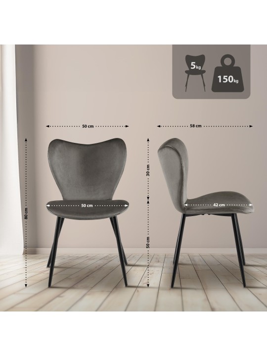 Cadeira da sala de jantar Maika veludo, antracite Cadeira da sala de jantar Maika veludo, antracite