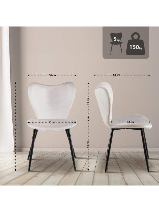 Cadeira da sala de jantar Maika veludo, cinza