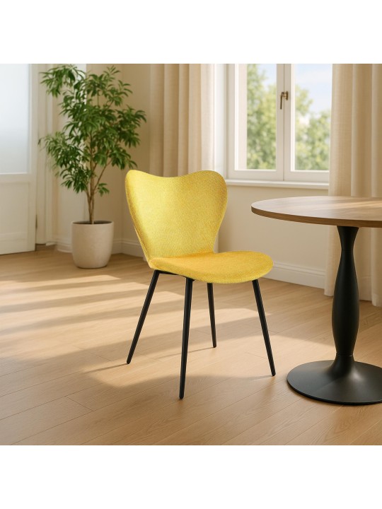 Cadeira da sala de jantar tecido Maika, amarelo