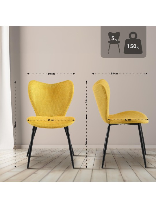 Cadeira da sala de jantar tecido Maika, amarelo
