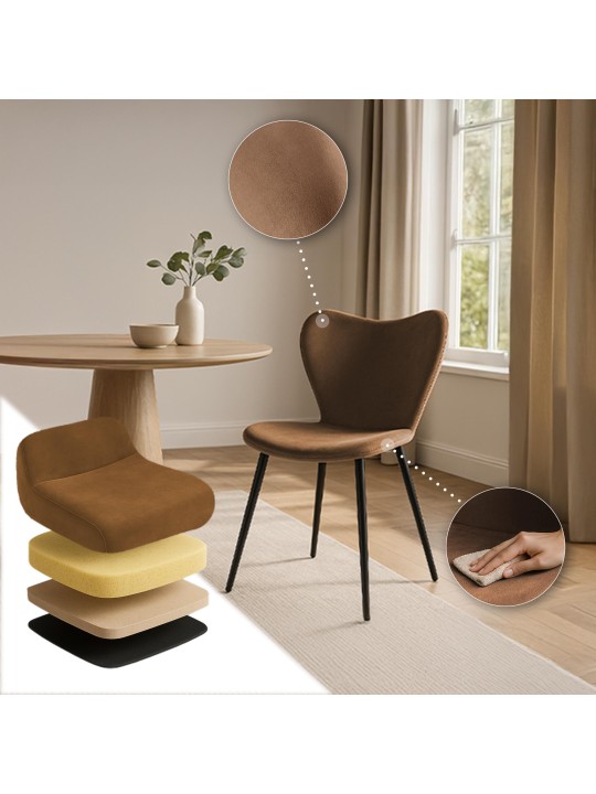 Cadeira da sala de jantar Maika veludo, castanho Cadeira da sala de jantar Maika veludo, castanho