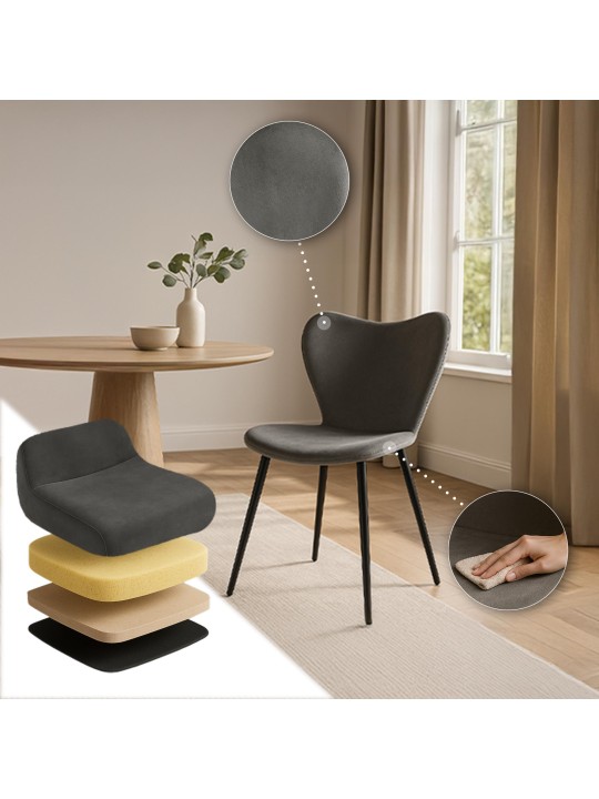 Cadeira da sala de jantar Maika veludo, antracite Cadeira da sala de jantar Maika veludo, antracite