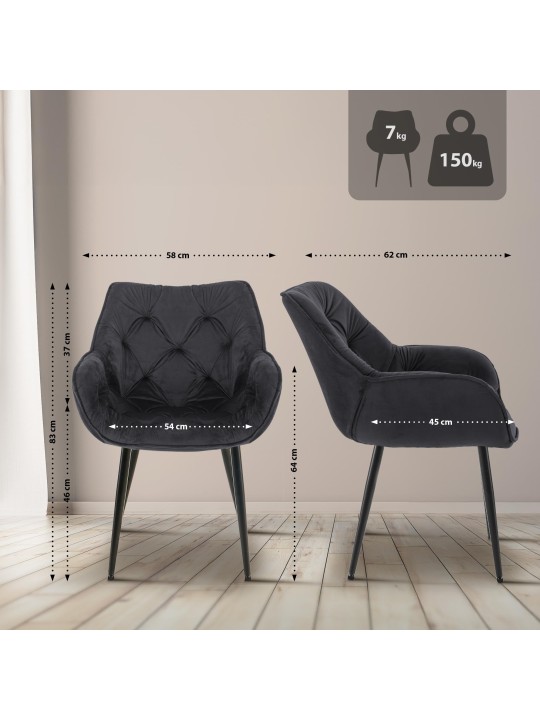 Cadeira Tanna veludo, preto Cadeira Tanna veludo, preto