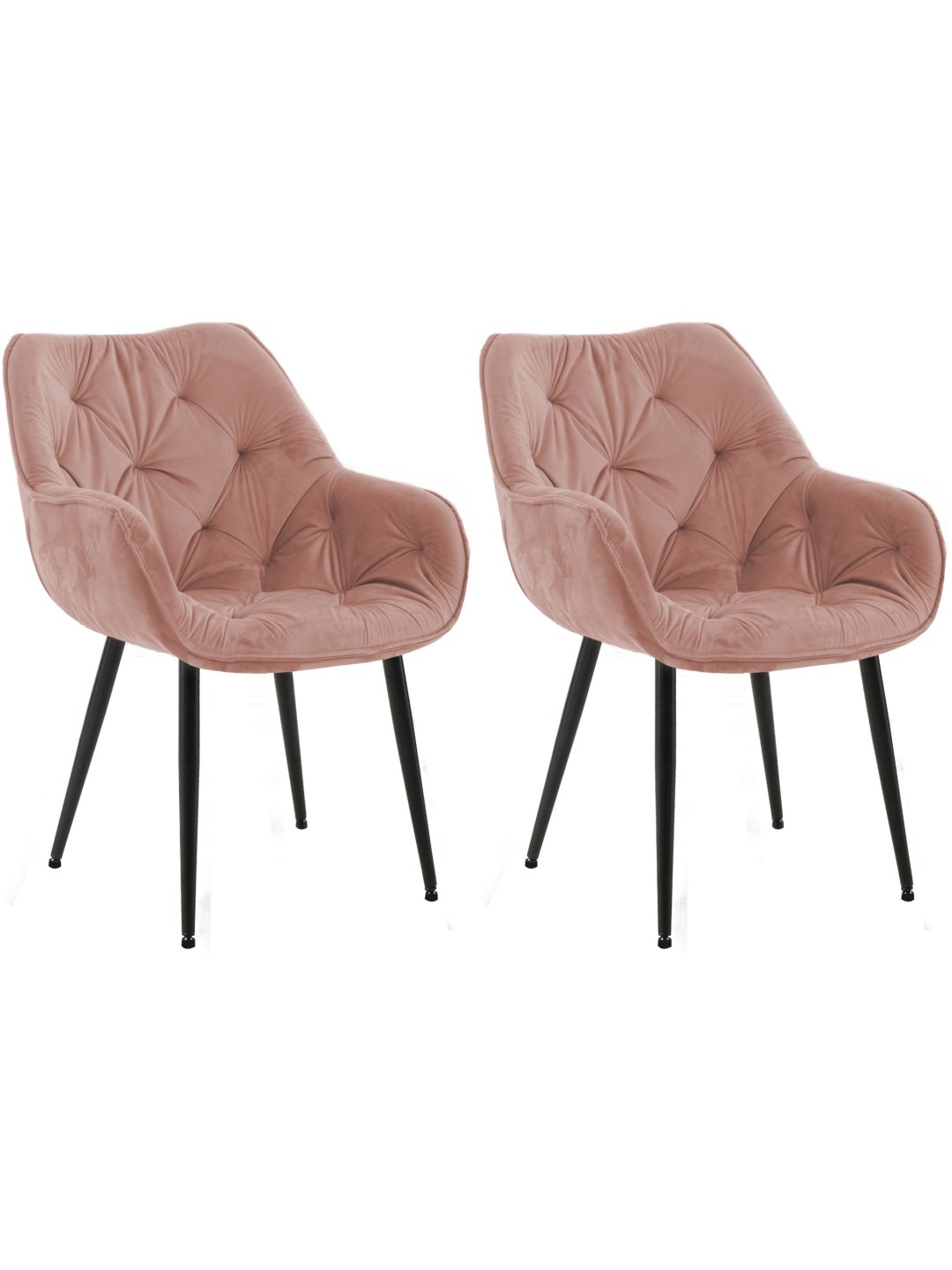 Conjunto de 2 cadeiras Tanna veludo, rosa