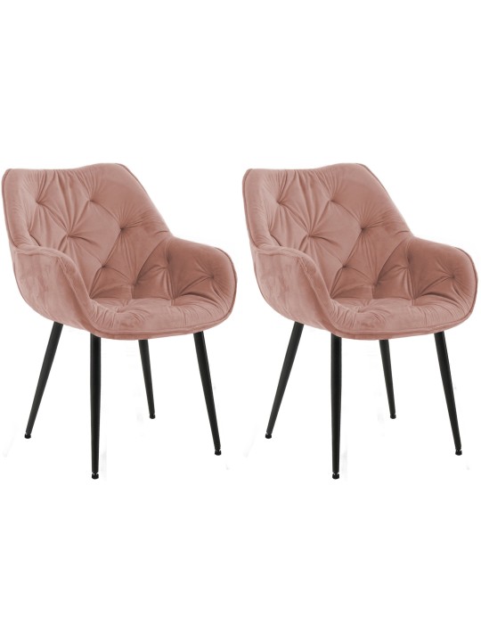 Conjunto de 2 cadeiras Tanna veludo, rosa