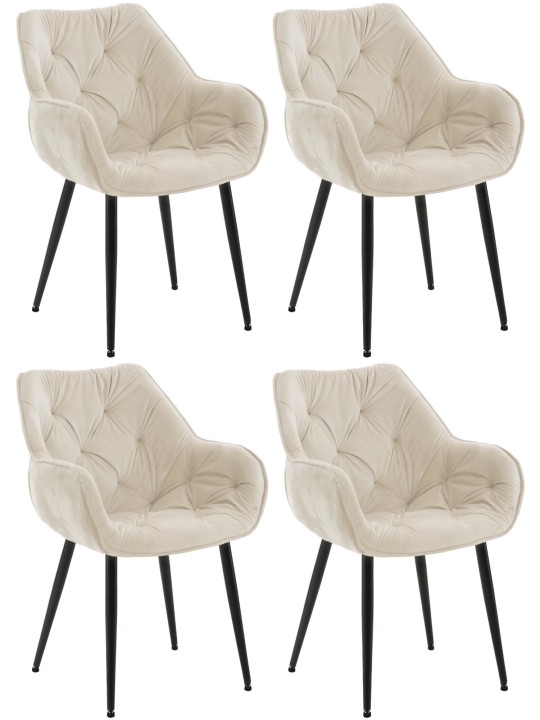 Conjunto de 4 cadeiras Tanna veludo, creme