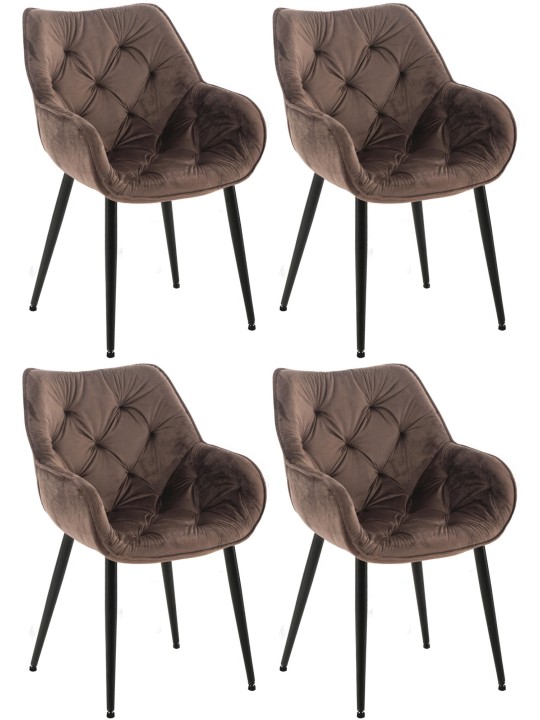 Conjunto de 4 cadeiras Tanna veludo, castanho