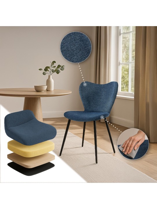 Cadeira da sala de jantar tecido Maika, azul