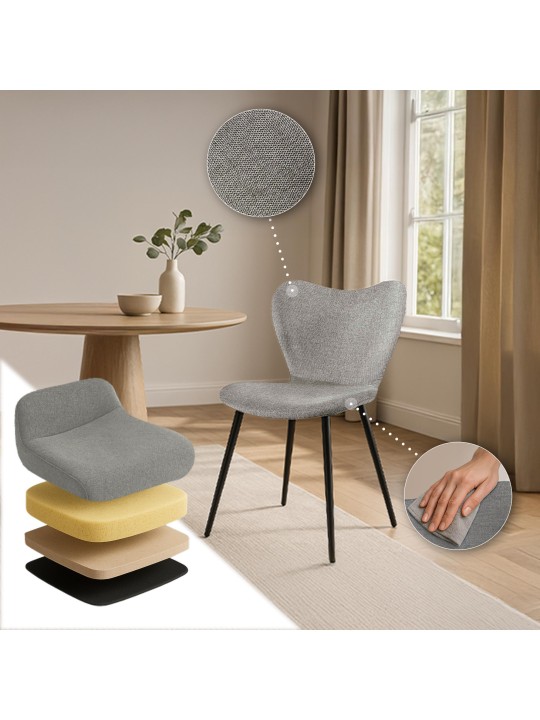 Cadeira da sala de jantar tecido Maika, cinza