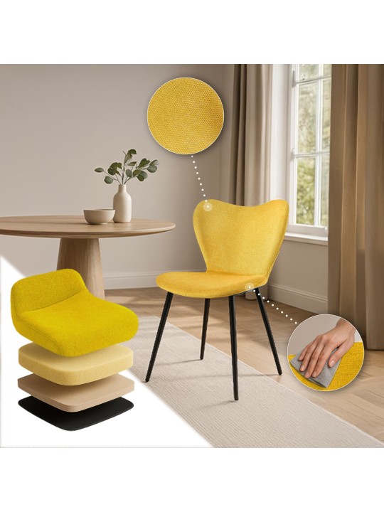 Cadeira da sala de jantar tecido Maika, amarelo