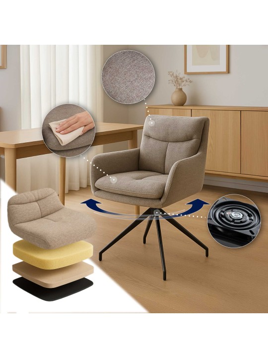 Conjunto de 2 cadeiras de jantar em tecido Somers, taupe