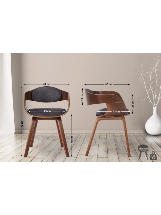 Cadeira para visitantes em tecido Kingston, nogueira/cinza claro