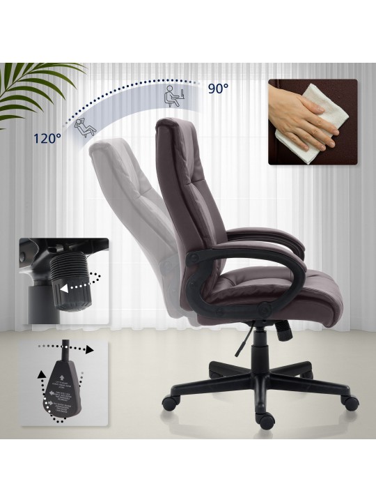 Cadeira de escritório XL Sparta pele sintética, castanho