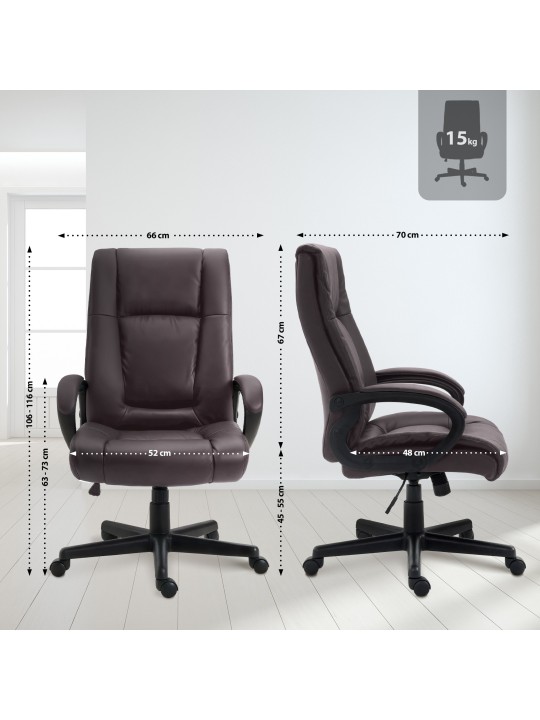 Cadeira de escritório XL Sparta pele sintética, castanho