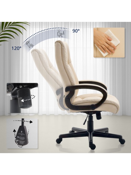 Cadeira de escritório XL Sparta pele sintética, creme