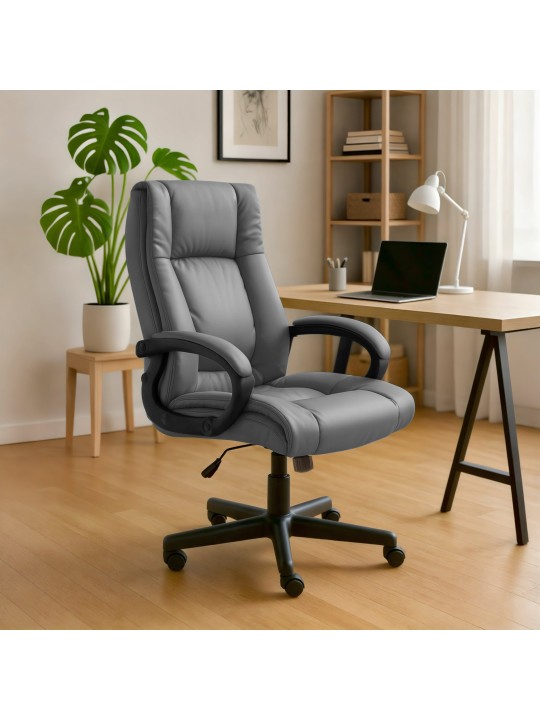 Cadeira de escritório XL Sparta pele sintética, cinza