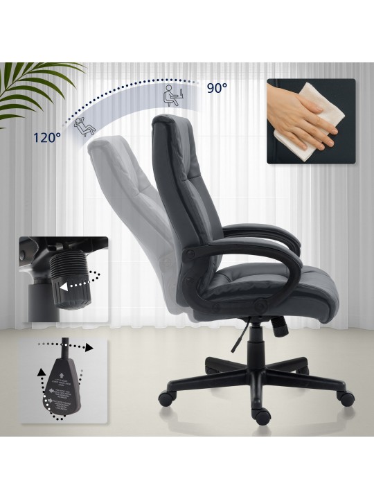 Cadeira de escritório XL Sparta pele sintética, cinza