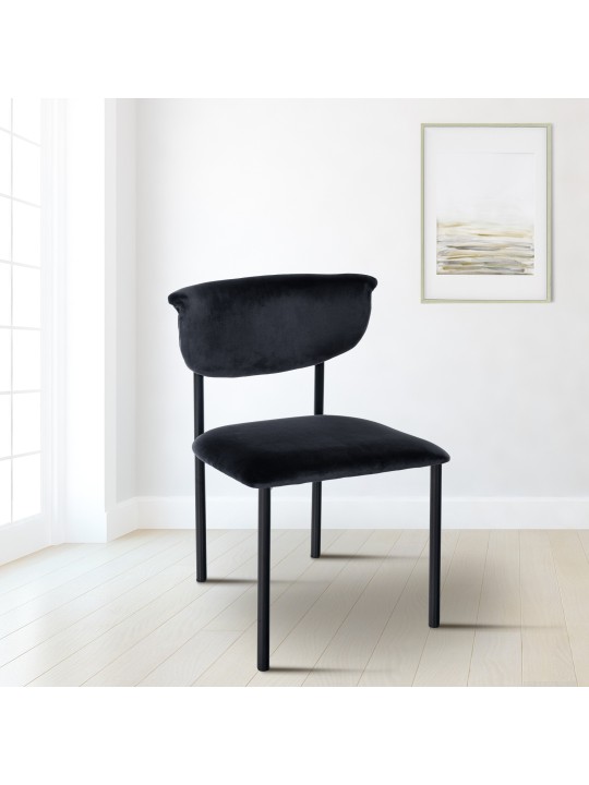 Conjunto de 2 cadeiras para visitantes em veludo Gambell, preto