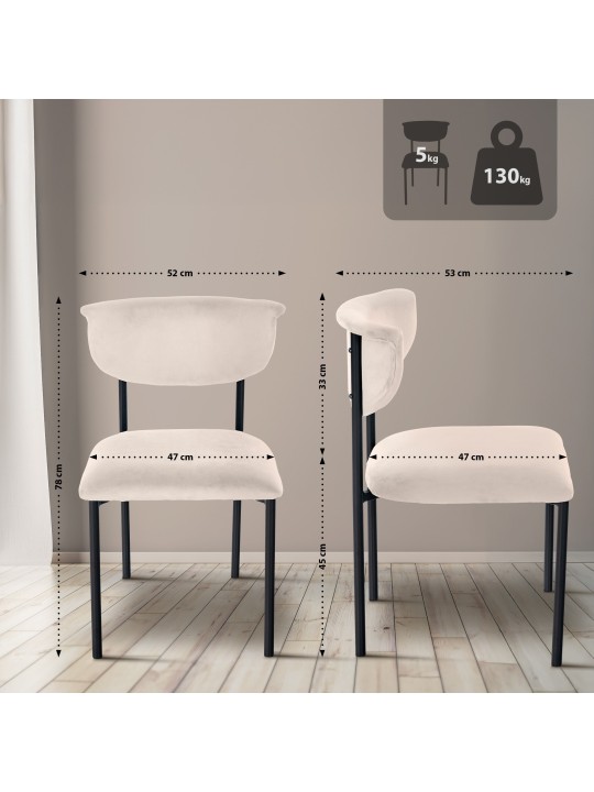 Conjunto de 2 cadeiras para visitantes em veludo Gambell, creme