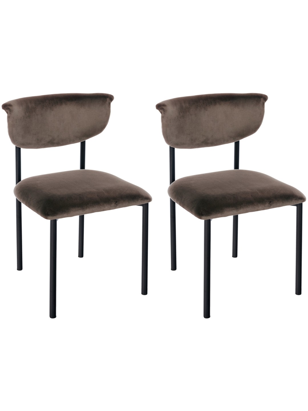 Conjunto de 2 cadeiras para visitantes em veludo Gambell, castanho