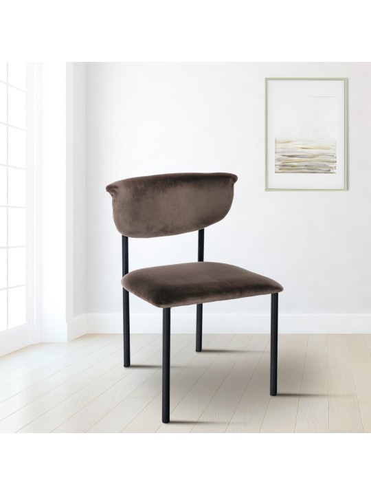 Conjunto de 2 cadeiras para visitantes em veludo Gambell, castanho