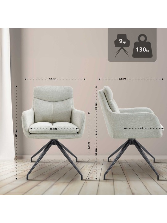 Cadeira de jantar em tecido Somers, creme