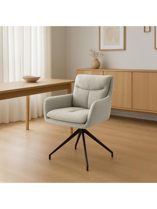 Cadeira de jantar em tecido Somers, creme