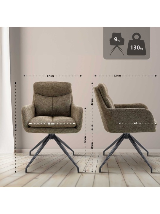 Cadeira de jantar em tecido Somers, castanho