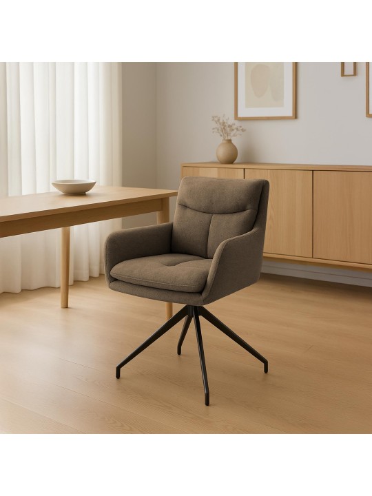 Cadeira de jantar em tecido Somers, castanho